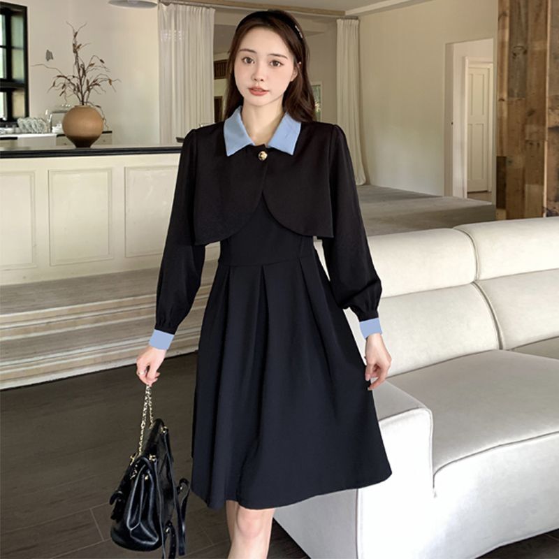 实拍【两件套】大码微胖mm短款外套上衣女百褶a字吊带连衣裙子