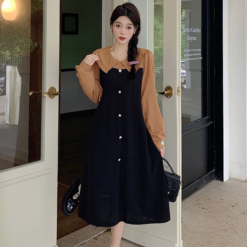 #299实拍实价百搭裙子设计感撞色拼接娃娃领大码胖MM显瘦连 #299实拍实价百搭裙子设计感撞色拼接娃娃领大码胖MM显瘦连