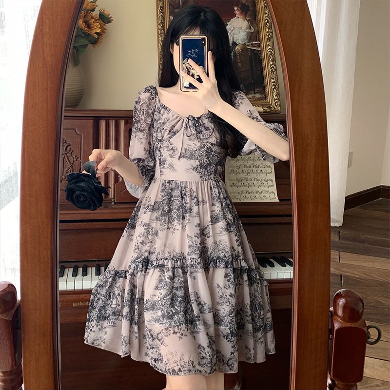 #313实拍实价泡泡袖连衣裙设计感小众方领收腰显瘦气质裙子女 #313实拍实价泡泡袖连衣裙设计感小众方领收腰显瘦气质裙子女