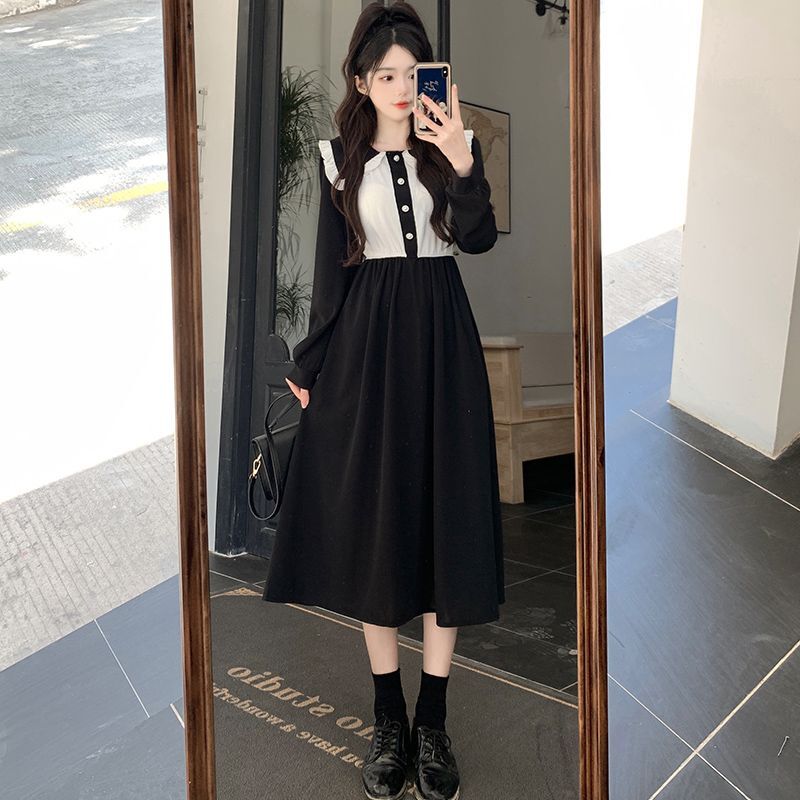 #331实拍实价 设计感撞色连衣裙女2024新款时尚舒适气质