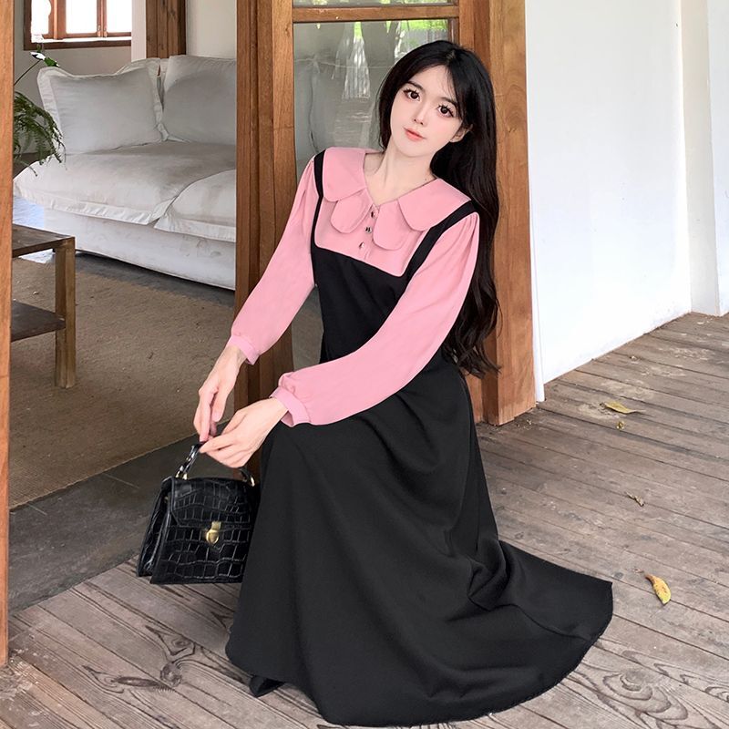 #337实拍实价 法式秋冬设计感假两件娃娃领连衣裙女收腰显瘦 #337实拍实价 法式秋冬设计感假两件娃娃领连衣裙女收腰显瘦