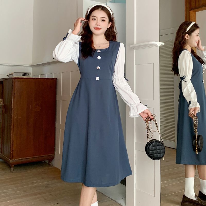 实拍|2024年秋款|大码女装复古方领袖口蝴蝶结茶歇法式显瘦