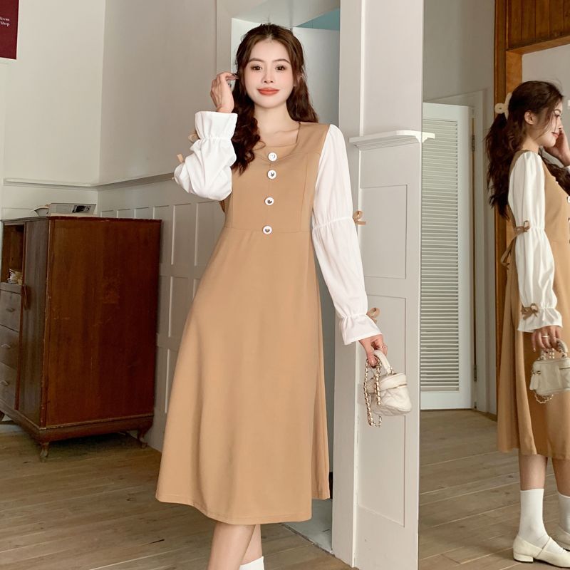 实拍|2024年秋款|大码女装复古方领袖口蝴蝶结茶歇法式显瘦