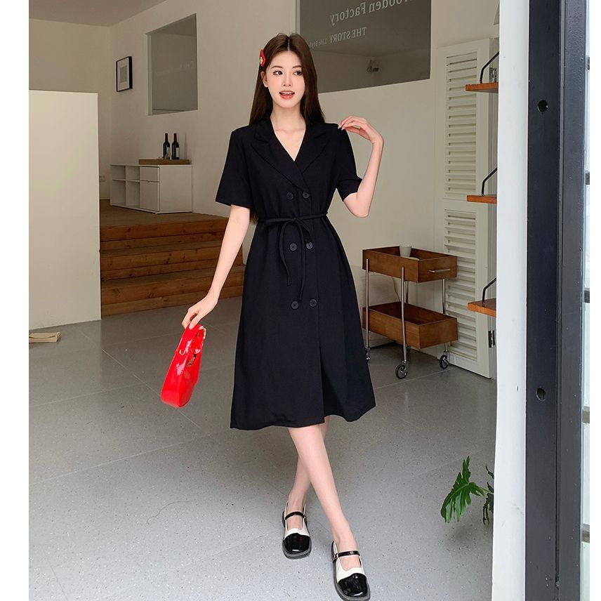 实拍 赫本风连衣裙女夏季新款法式小众设计感气质收腰显瘦连衣裙