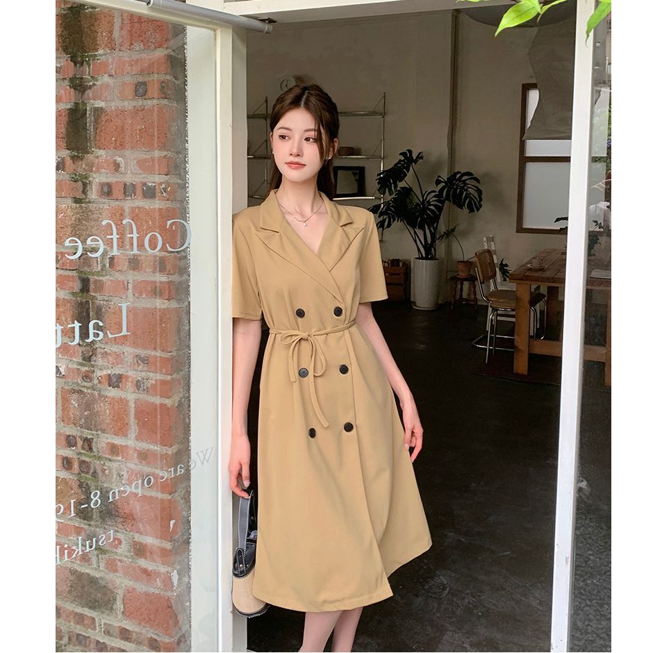 实拍 赫本风连衣裙女夏季新款法式小众设计感气质收腰显瘦连衣裙