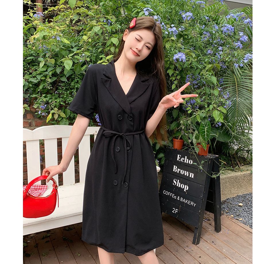 实拍 赫本风连衣裙女夏季新款法式小众设计感气质收腰显瘦连衣裙