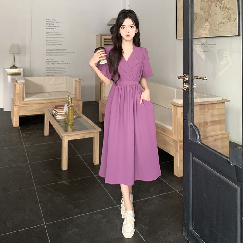 #817【后包领做工】实拍实价新款西装领收腰显瘦口袋设计感连