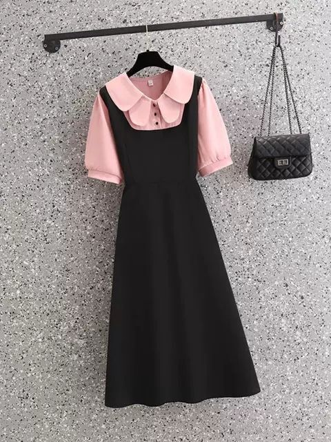 #831官图实价 大码女装夏季胖MM法式娃娃领假两件时尚收腰 #831官图实价 大码女装夏季胖MM法式娃娃领假两件时尚收腰