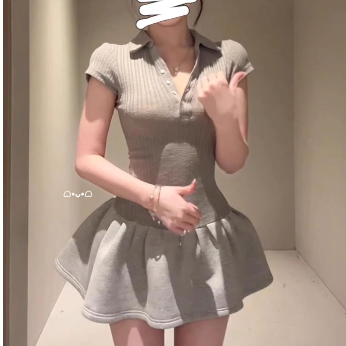 美式复古polo领短袖连衣裙女2025夏季新款气质收腰显瘦A