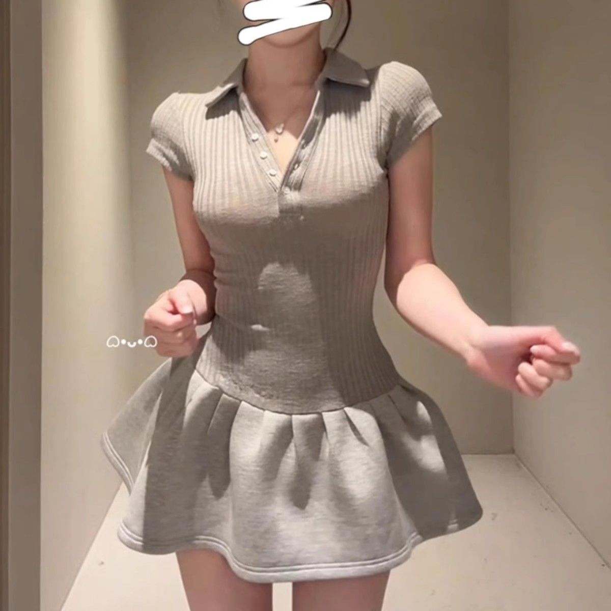 美式复古polo领短袖连衣裙女2025夏季新款气质收腰显瘦A