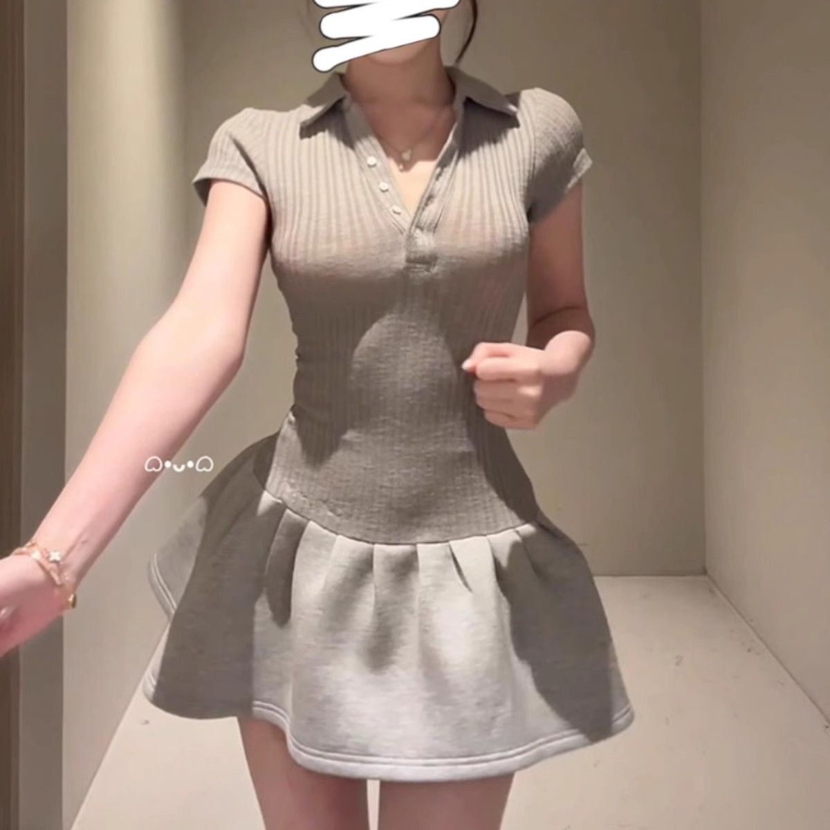 美式复古polo领短袖连衣裙女2025夏季新款气质收腰显瘦A