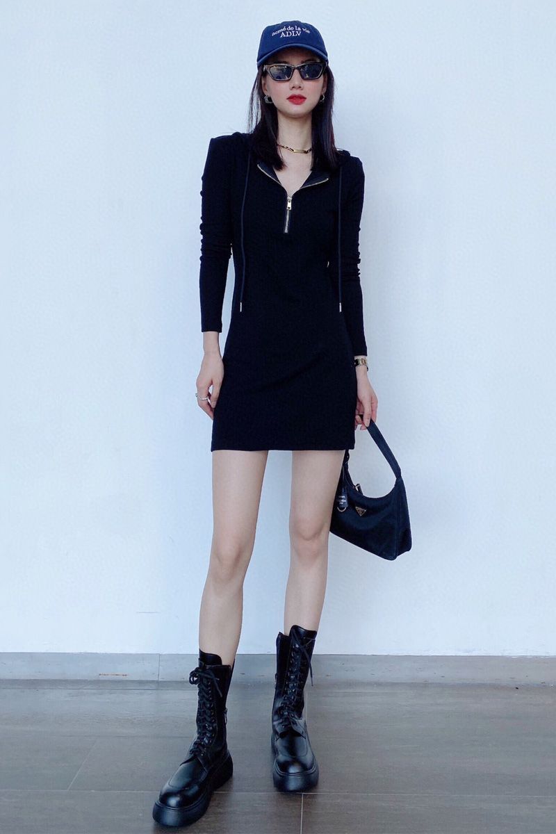 辣妹黑色大码连衣裙女春秋季2025新款包臀裙打底高级短裙子