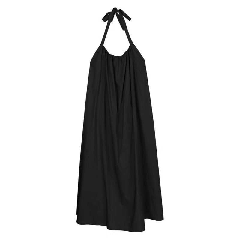 性感露背绑带挂脖吊带连衣裙女夏季2025新款气质修身显瘦长款