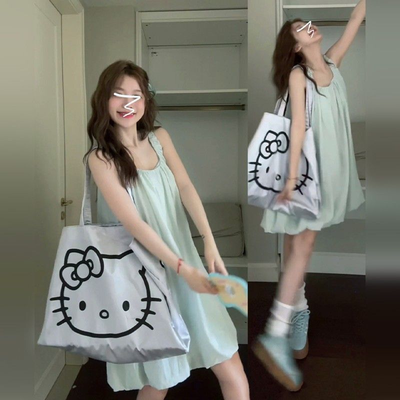 小个子气质U领吊带连衣裙女夏季新款法式时尚花苞裙甜辣妹短裙子 小个子气质U领吊带连衣裙女夏季新款法式时尚花苞裙甜辣妹短裙子