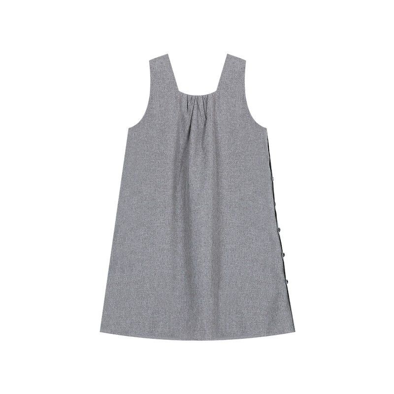 小众设计感侧边纽扣背心连衣裙女夏季宽松休闲无袖A字短裙小个子