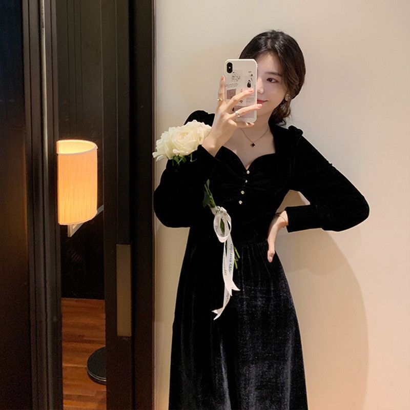 323#好质量2023新款法式复古赫本风小黑裙女神范气质修身 323#好质量2023新款法式复古赫本风小黑裙女神范气质修身