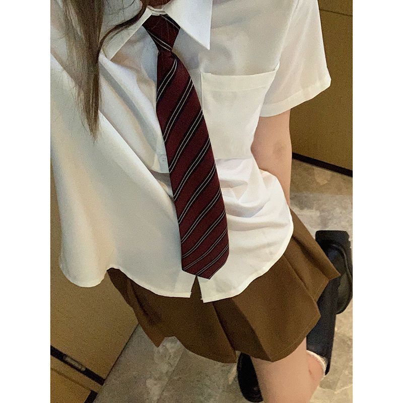 短袖衬衫t恤半身裙连衣裙子百褶裙女夏季两件套装短裙衬衣休闲裤