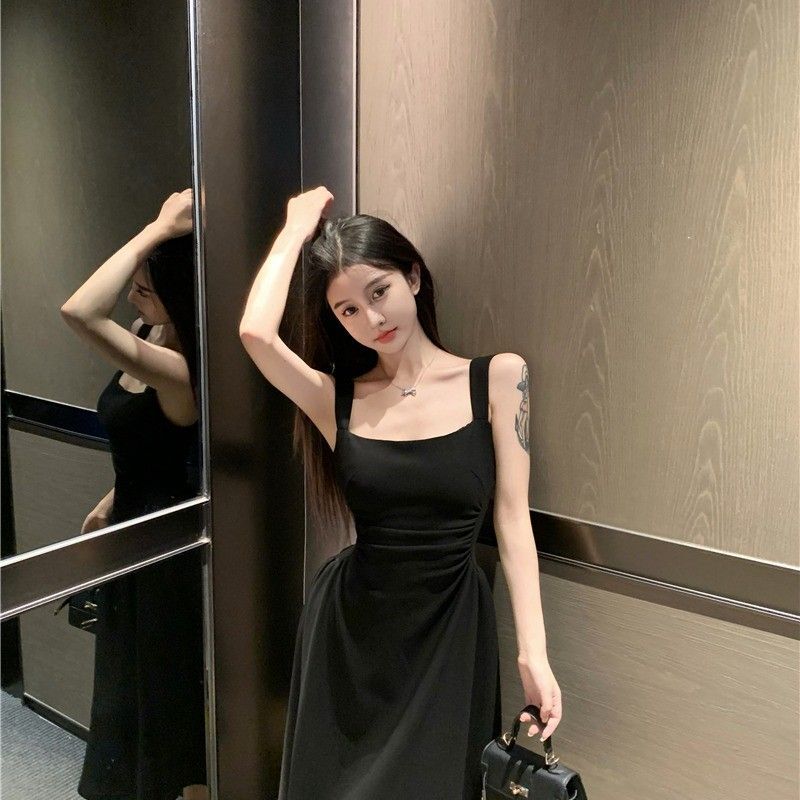 法式气质高级感小个子白色内搭打底收腰吊带连衣裙子女春夏季长裙