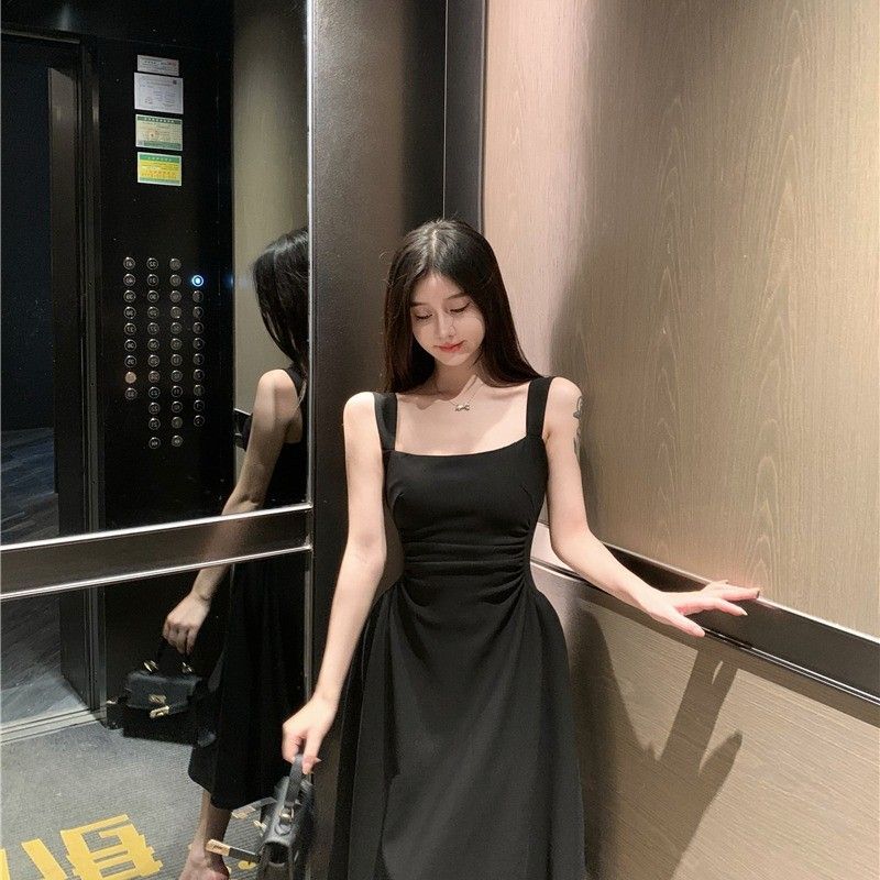 法式气质高级感小个子白色内搭打底收腰吊带连衣裙子女春夏季长裙