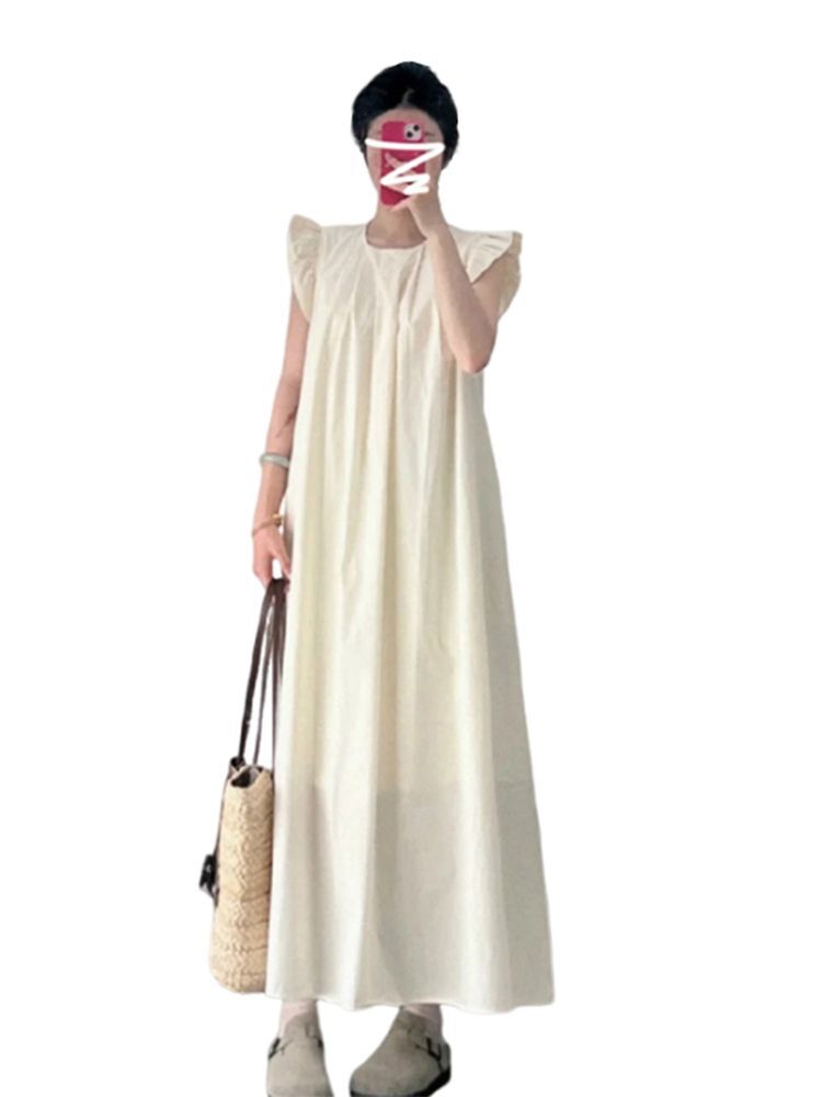 法式小飞袖白色连衣裙子女夏季2025年新款小个子海边度假气质