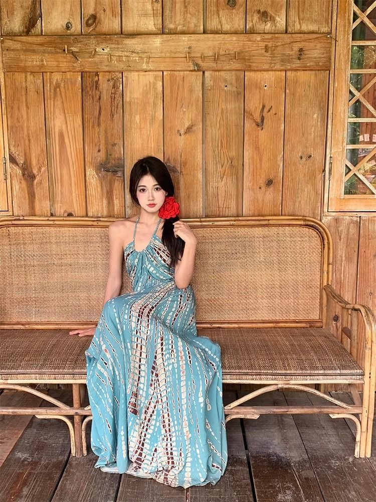 波西米亚度假连衣裙女夏季新款法式旅游拍照海边沙滩裙气质长裙子 波西米亚度假连衣裙女夏季新款法式旅游拍照海边沙滩裙气质长裙子