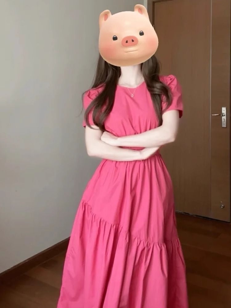 法式收腰a字泡泡袖连衣裙子女夏2025新款小个子显瘦初恋仙女 法式收腰a字泡泡袖连衣裙子女夏2025新款小个子显瘦初恋仙女