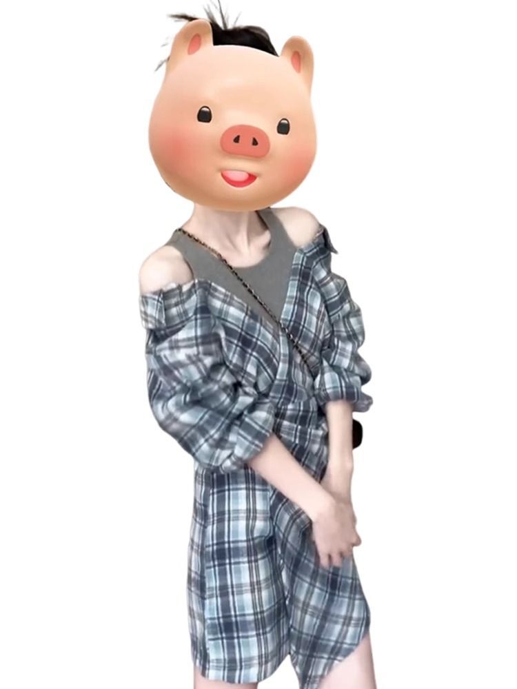 蓝色假两件套装衬衫连衣裙子早初秋季韩系小个子穿搭2025年新