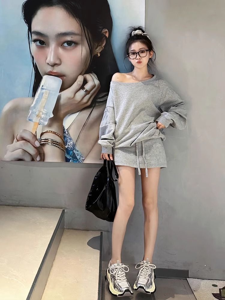 韩系氛围感穿搭2024新款早秋美式辣妹风卫衣女裤裙子上衣两件