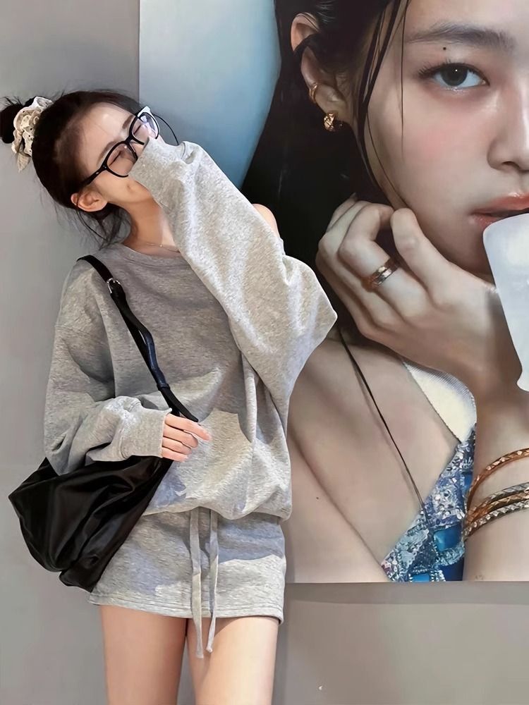 韩系氛围感穿搭2024新款早秋美式辣妹风卫衣女裤裙子上衣两件