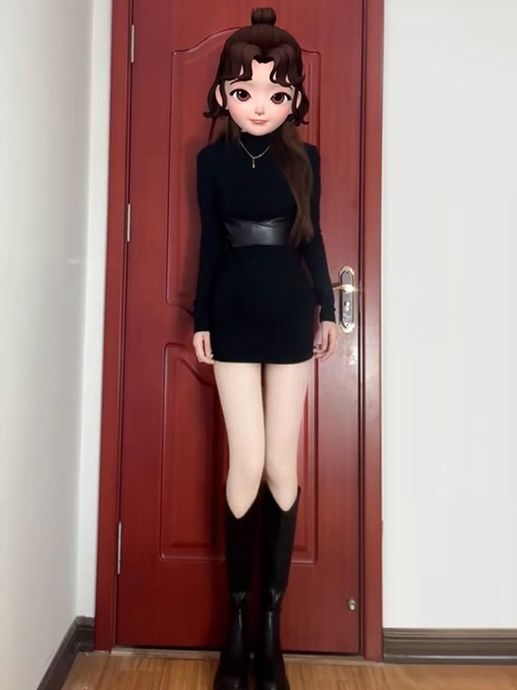 法式黑色高领打底内搭连衣裙子女2025秋冬季气质显瘦收腰包臀