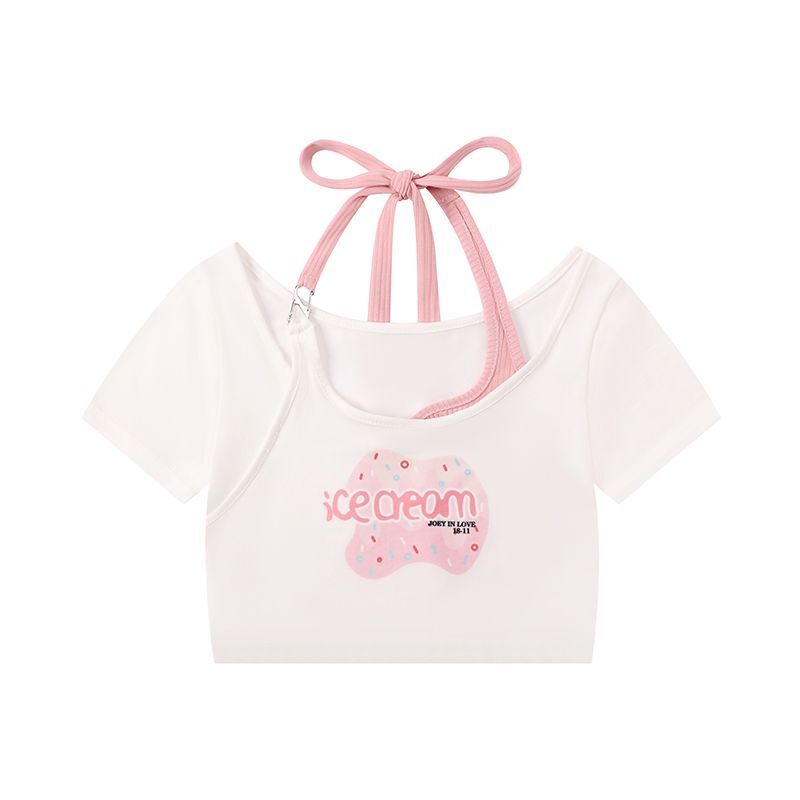 【原版面料】纯欲性感甜辣妹独特别致T恤女夏季高腰露脐短款上衣