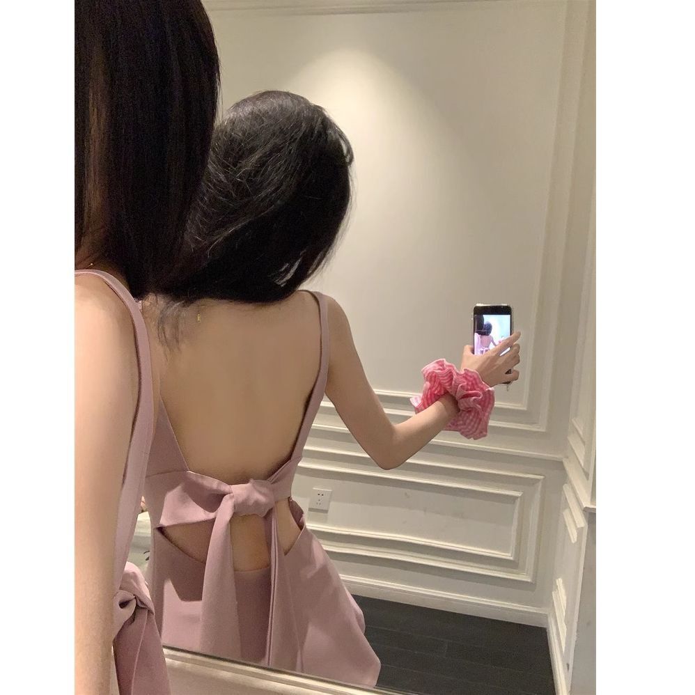 2060【新港棉】粉色挂脖露背无袖吊带背心女夏辣妹性感收腰显