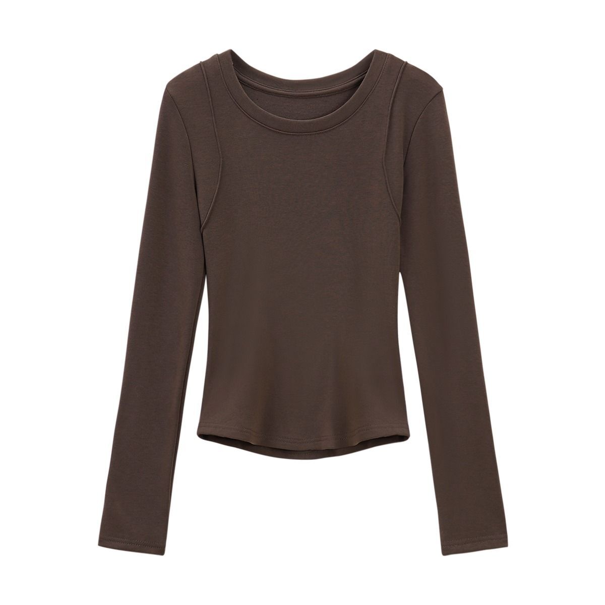 MR 螺纹德绒 白色加厚长袖T恤女春秋时尚修身显瘦内搭打底衫