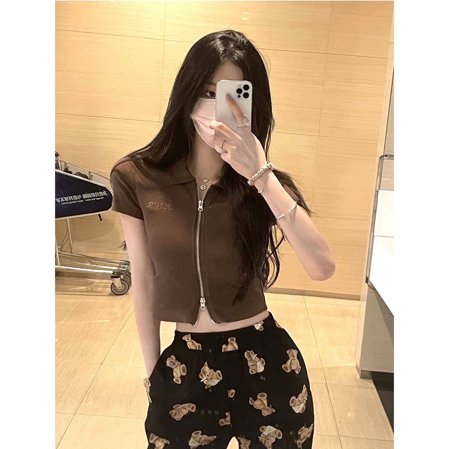 现货#(原版质量) Polo领显瘦t恤女甜美百搭短款上衣夏季