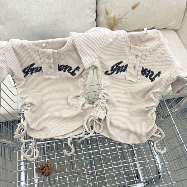 【现货】坑条抽绳设计感小众T恤辣妹短袖小个子正肩短上衣女夏季