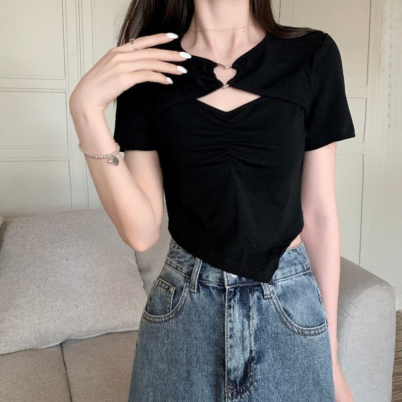 【现货/实价】设计感小众心机镂空甜辣短款上衣ins夏季别致独