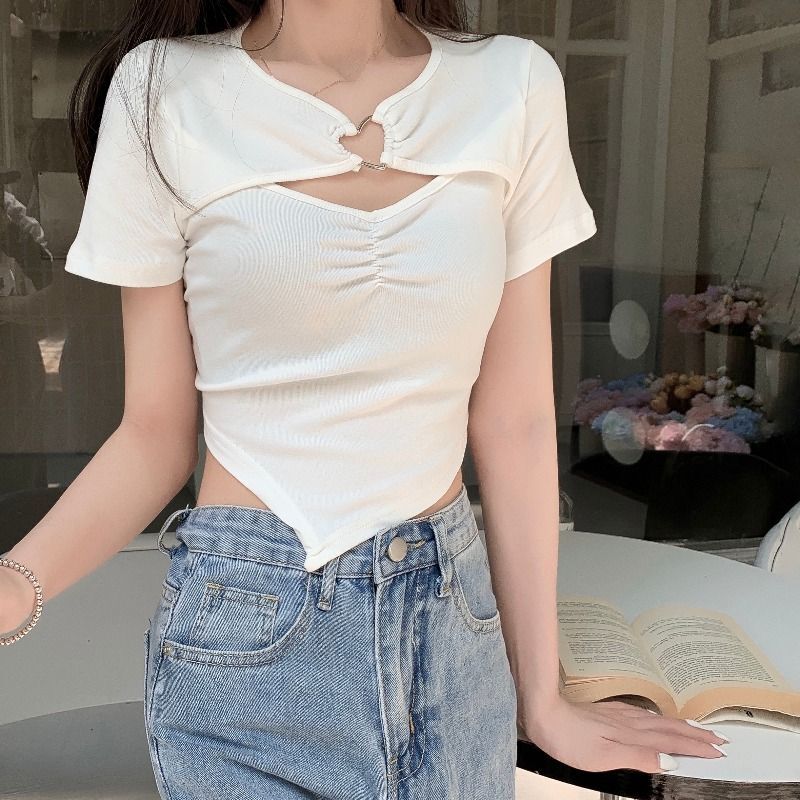 【现货/实价】设计感小众心机镂空甜辣短款上衣ins夏季别致独