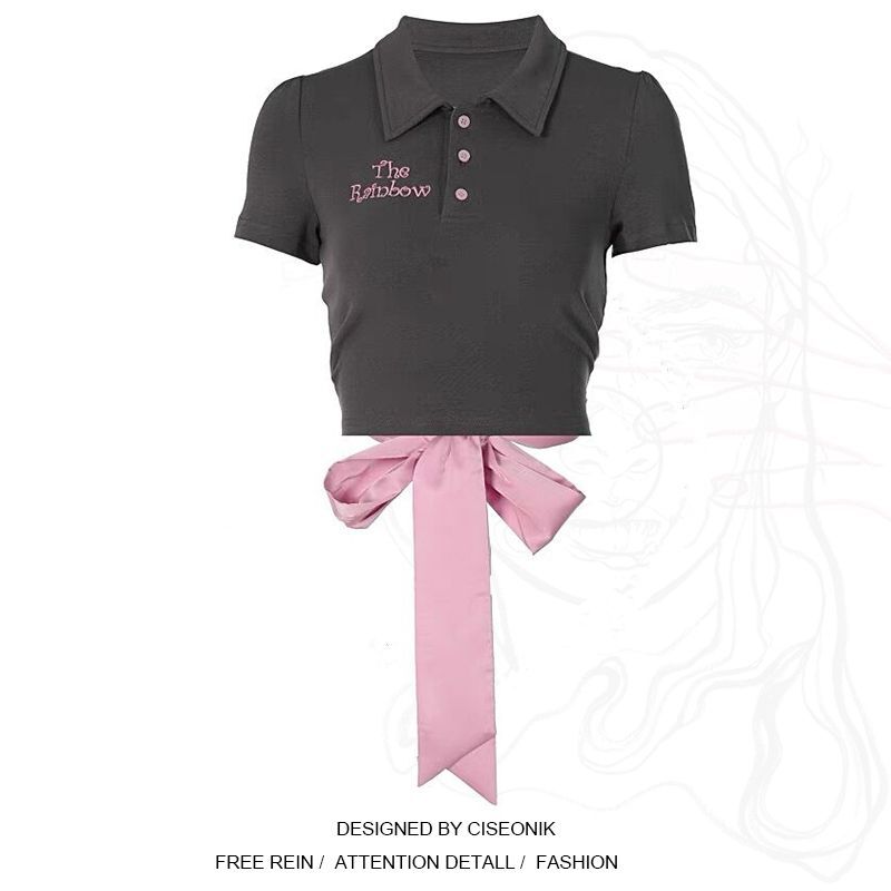 【现货】新款ins欧美正肩短袖t恤女夏季设计感小众甜辣复古短