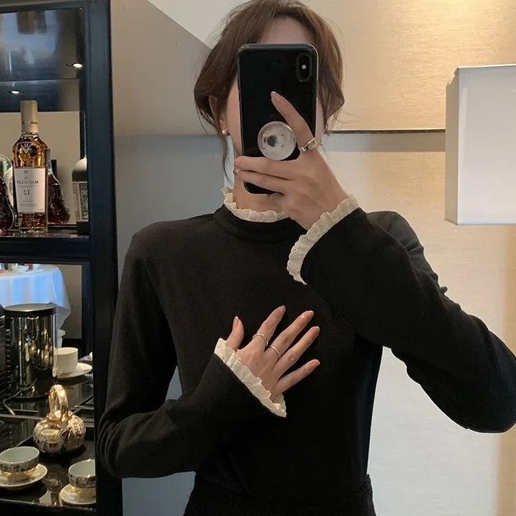 MR 螺纹德绒 半高领双面德绒打底衫女秋冬纯色内搭修身长袖上 MR 螺纹德绒 半高领双面德绒打底衫女秋冬纯色内搭修身长袖上