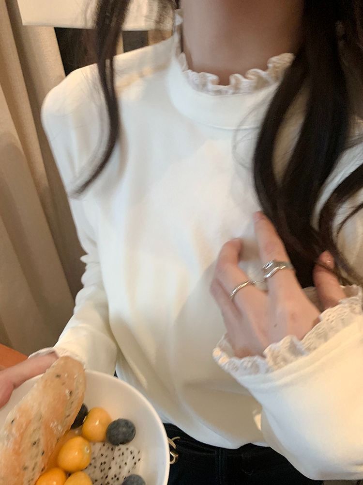 MR 螺纹德绒 半高领双面德绒打底衫女秋冬纯色内搭修身长袖上