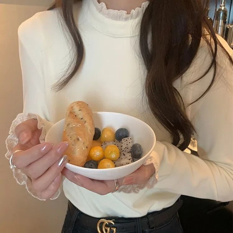 MR 螺纹德绒 半高领双面德绒打底衫女秋冬纯色内搭修身长袖上