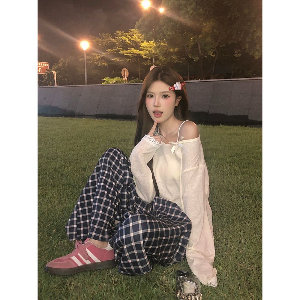 MR 【原版面料 亚麻棉】蝴蝶结长袖T恤女甜美慵懒风宽松防晒