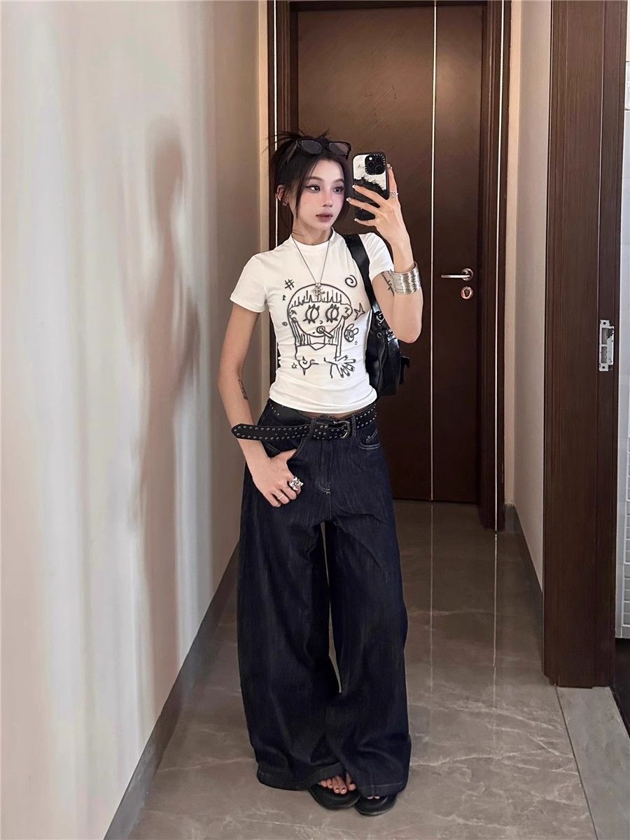 【1*1纯棉 常规款】印花正肩常规短袖 高弹力新款夏季修身显