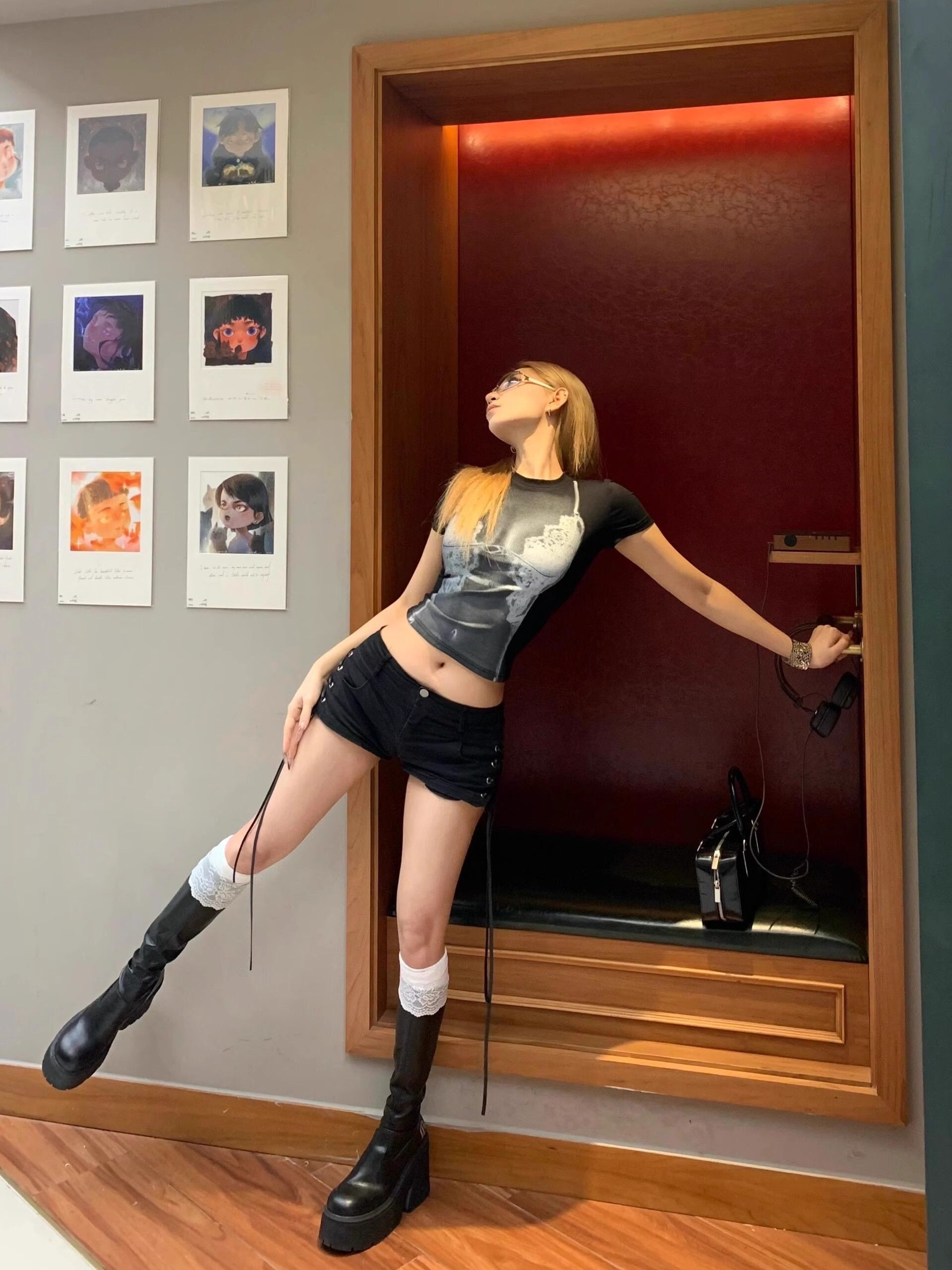 1*1纯棉 高弹力新款夏季短袖短款搭配高腰裤修身显瘦洋气上衣