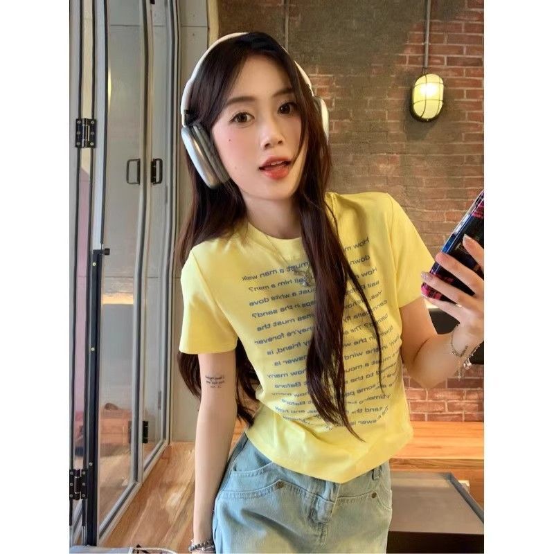 【1*1纯棉 常规款】印花正肩常规短袖 高弹力新款夏季修身显 【1*1纯棉 常规款】印花正肩常规短袖 高弹力新款夏季修身显