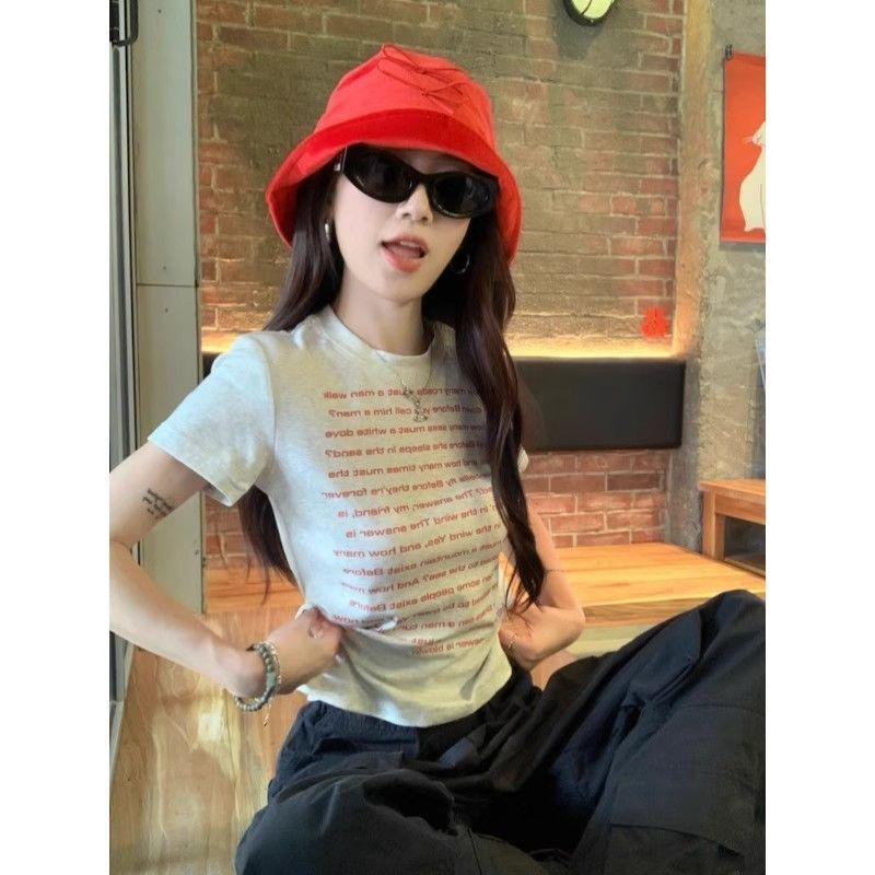 【1*1纯棉 常规款】印花正肩常规短袖 高弹力新款夏季修身显