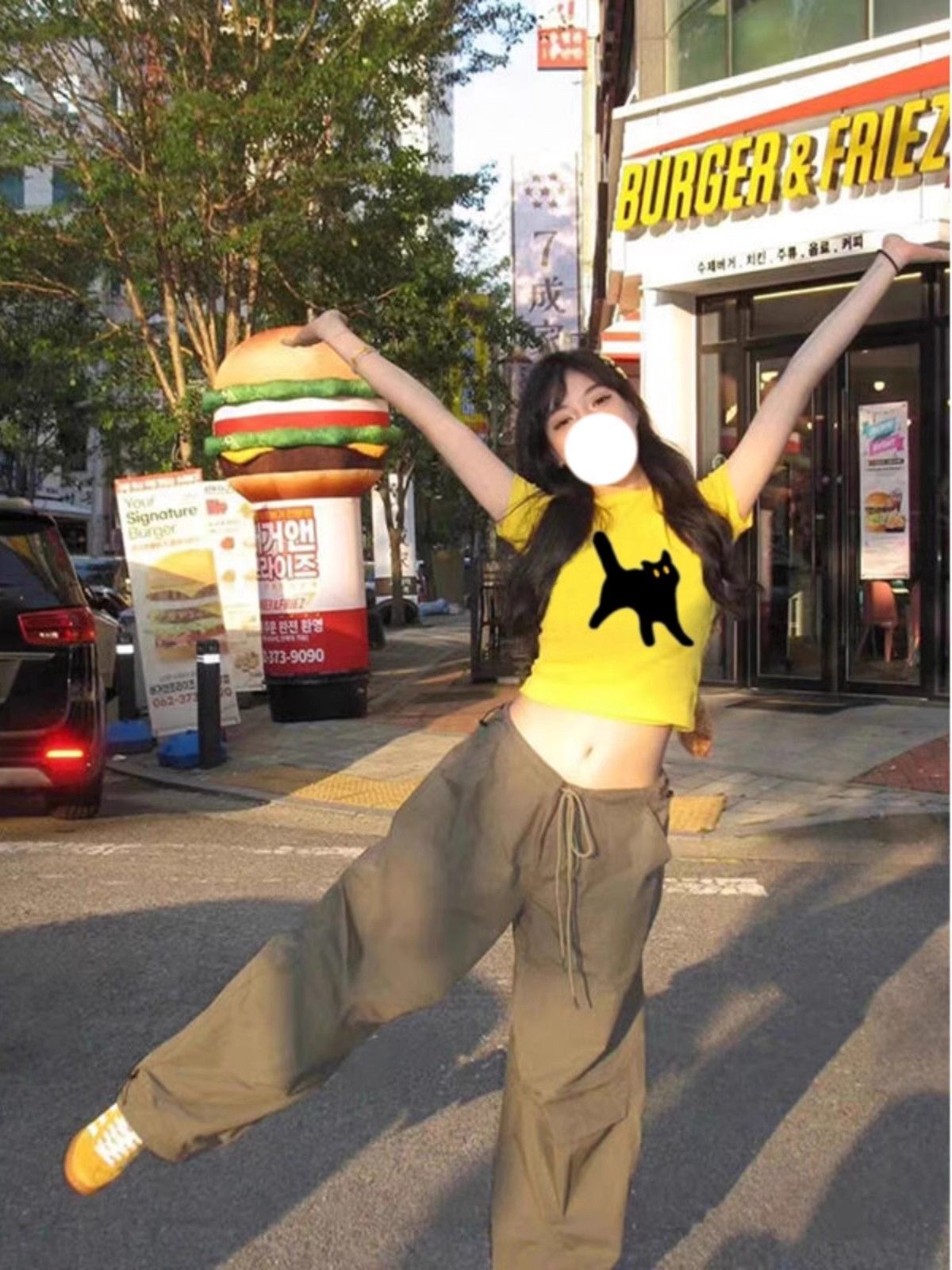 【1*1纯棉 常规款】印花正肩常规短袖 高弹力新款夏季修身显