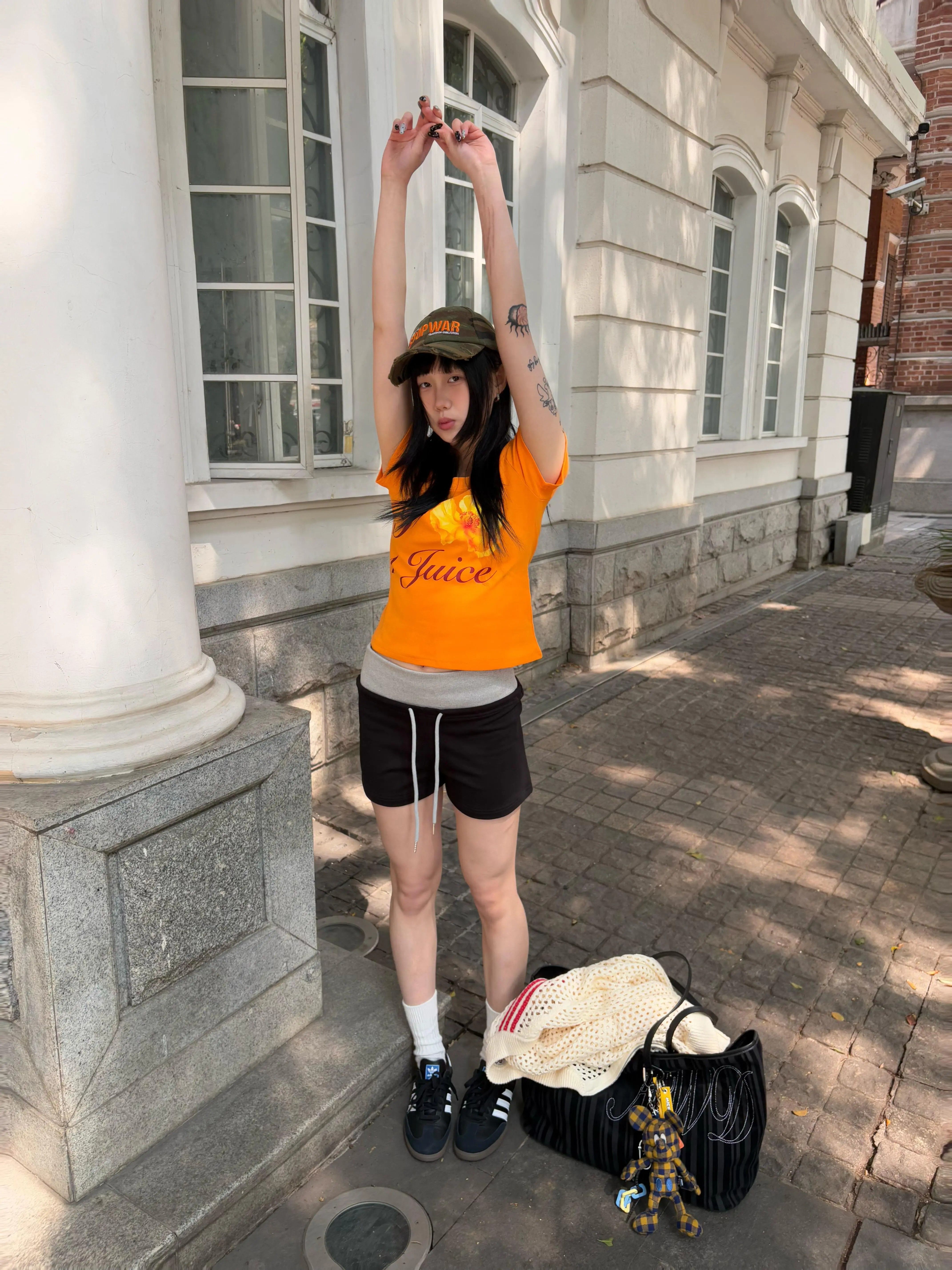 【1*1纯棉 常规款】印花正肩常规短袖 高弹力新款夏季修身显