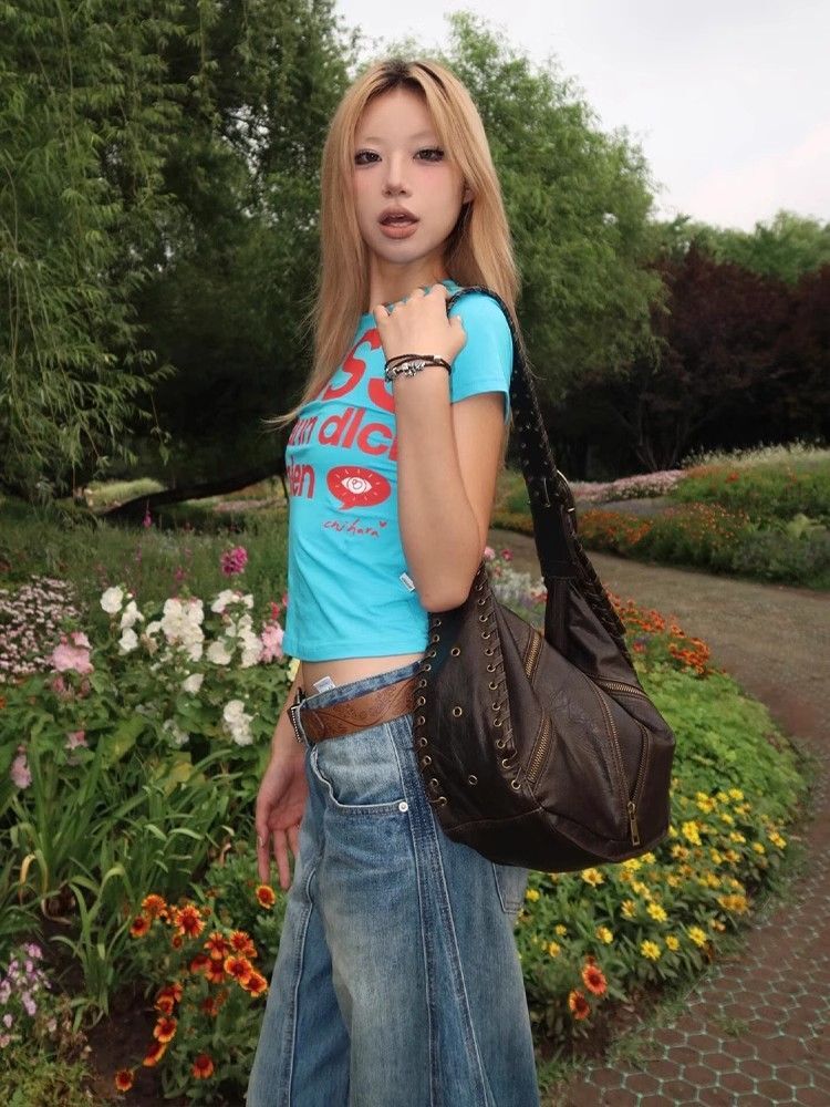 【1*1纯棉 常规款】印花正肩常规短袖 高弹力新款夏季修身显