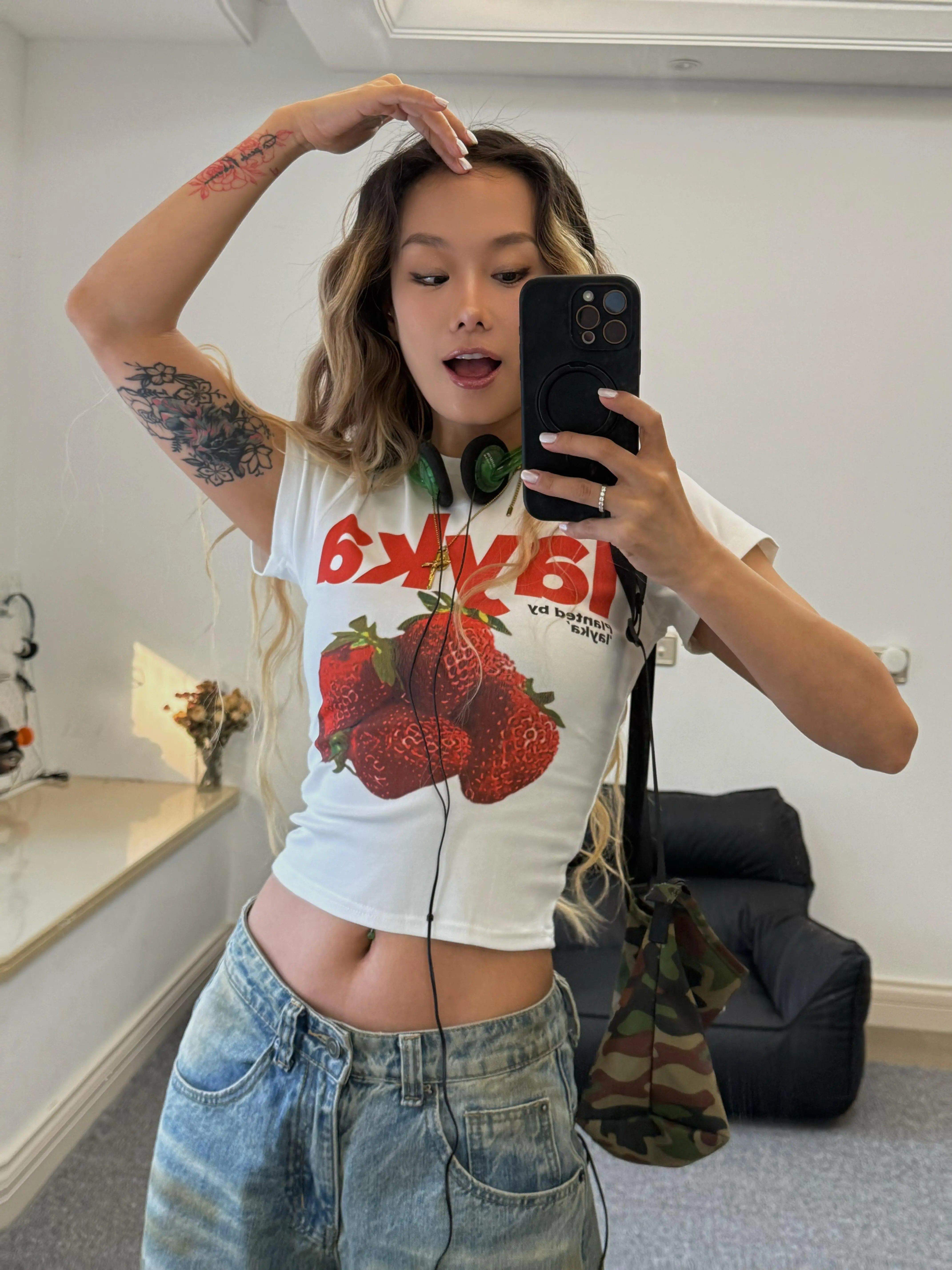 1*1纯棉 高弹力新款夏季短袖短款搭配高腰裤修身显瘦洋气上衣